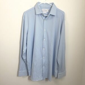 Mizzen+Main Spinnaker Dress Shirt Men's XL Blue‎ Gingham Standard Fit Stretch
